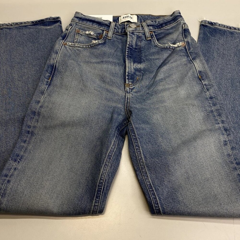 NEW AGOLDE Women's Jeans Melody Blue Size 23 High Rise Stovepipe Straight Cotton